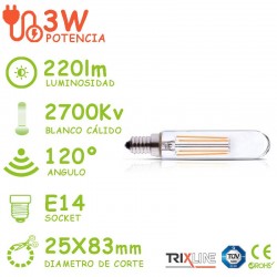 Bombilla LED Filamento E14 3W ST25 Blanco Calido Trixline