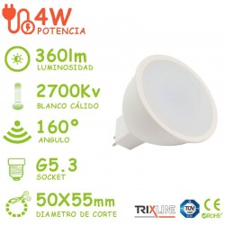 Bombilla LED G5.3 4W MR16 Blanco Calido Trixline