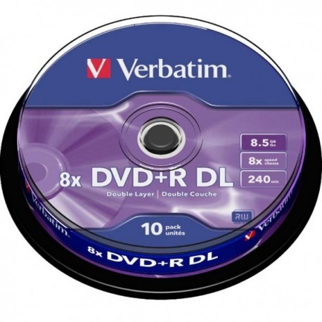 DVD+RDL VERBATIM DOBLE CAPA 8,5 GB 240min. 8x TARRINA 10unds.