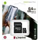 TARJETA DE MEMORIA MICRO SD 64GB KINGSTON CLASE 10 XC + ADAPTADOR