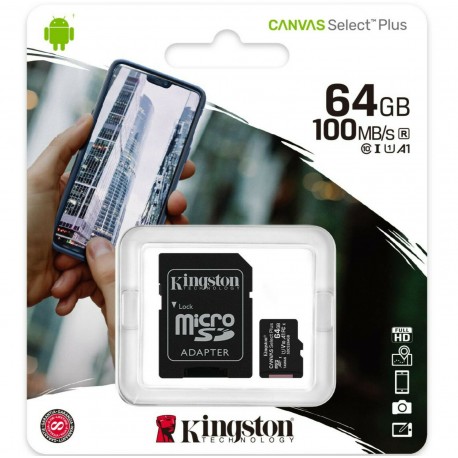 TARJETA DE MEMORIA MICRO SD 64GB KINGSTON CLASE 10 XC + ADAPTADOR