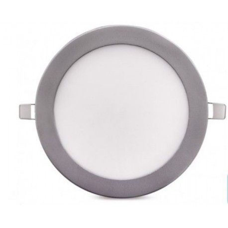 PANEL LED CIRCULAR DOWNLIGHT 18W MARCO PLATA ALUMINIO BLANCO FRIO DRIVER INSOLATED (AISLADO)