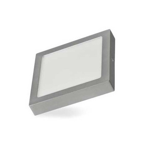 PLAFON LED 18W ALUMINIO CUADRADO BLANCO FRIO MARCO PLATA