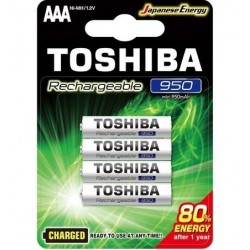 PILA RECARGABLE 950MAH LR03 AAA 1,2V TOSHIBA (PÀCK 4)
