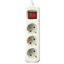 REGLETA 3 TOMAS 1.5 METROS 3X1.5mm² PROTECCION CON INTERRUPTOR BLANCO SILVER