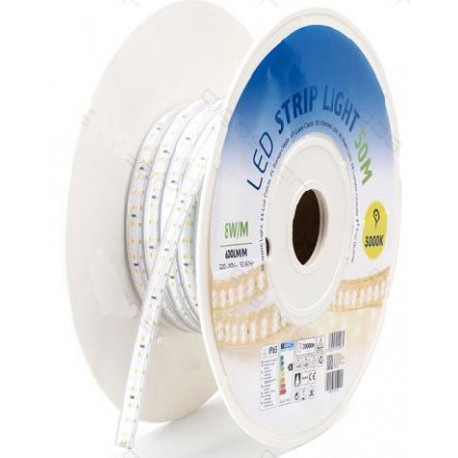 BOBINA DE TIRA LED BLANCO CALIDA mod.2835-180 220V AC 180 LED/m 50 metros IP65.