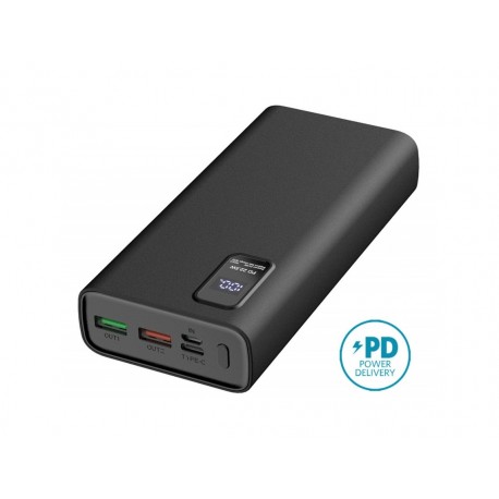 POWER BANK 20000mAh POLYMERO 3.0 QUALCOMM QC 3.0 PD3.0 LED Screen SALIDAS 2 USB 1 TYPE-C 1 MICROUSB CABLE TYPE-C PLATINET