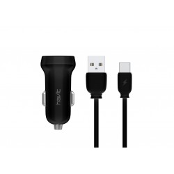 CARGADOR COCHE TYPE-C DUAL USB 3.1A NEGRO 1M HAVIT