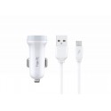 CARGADOR DUAL DE COCHE USB CON CABLE MICRO USB 1M 3.1A BLANCO HAVIT