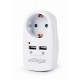 CARGADOR 2 PUERTOS USB 2.1A CON TOMA DE PASO SHUKO BLANCO ENERGENIE by GEMBIRD