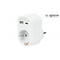 ADAPTADOR ENCHUFE SCHUKO BLANCO + USB A+ USB TYPEC 