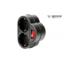 ADAPTADOR DOBLE ENCHUFE SCHUKO C/BOTON NEGRO 
