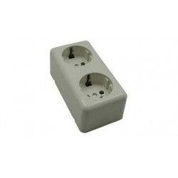 BASE DOBLE ENCHUFE SCHUKO SUPERFICIE PARED IP20 BENSON