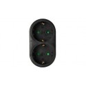 ADAPTADOR ENCHUFE 2 TOMAS SCHUKO 16A VERTICAL NEGRO 
