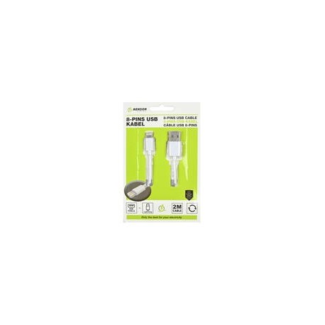 CABLE CARGA Y DATOS USB 2.1 A LIGHTNING IPHONE 2 METRO BLANCO BENSON