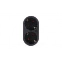 ADAPTADOR ENCHUFE 2 TOMAS SCHUKO 16A HORIZONTAL NEGRO 