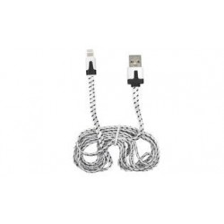 CABLE TRENZADO CARGA Y DATOS USB 2.1 A LIGHTNING IPHONE 2 METRO BLANCO BENSON