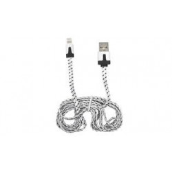 CABLE TRENZADO CARGA Y DATOS USB 2.1 A LIGHTNING IPHONE 2 METRO BLANCO 