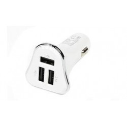 CARGADOR RAPIDO USB BLANCO COCHE 3 PUERTOS 4,1A 
