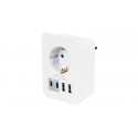 ADAPTADOR ENCHUFE SCHUKO BLANCO +2 X USB A+ 2 X USB TYPEC 