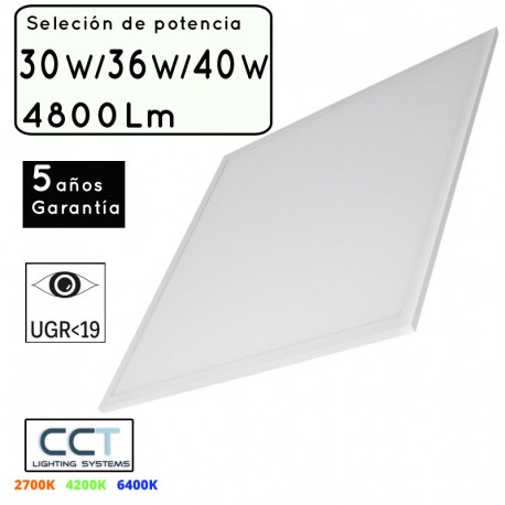 PANEL LED 30W/36W/40W CCT (CALIDO-NEUTRO-FRIO) UGR 19 (MICROPRISMATICO) CORTE Ø595x595mm