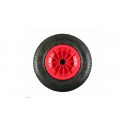 RUEDA CARRETILLA OBRA 4.00-8" LLANTA PLASTICO + NEUMATICO C/CAMARA EJE Ø20MM