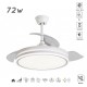 VENTILADOR DE TECHO Ø107CM BLANCO HERCULES DC 3 ASPAS RETRACTIL LED CCT (CALIDO-NEUTRO-FRIO) 72W LEDECOR