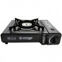 HORNILLO DE CAMPING GAS PORTATIL COLOR NEGRO C/FUNDA CON SISTEMA DE SEGURIDAD Y AUTO-ENCENDIDO (USA BOMBONA 227GRS. no incluida)