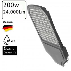 LUMINARIA LED ALUMBRADO PUBLICO 200W NO-FLICKER IP65 B. FRIO 6.500K Ø60mm COLOR GRIS