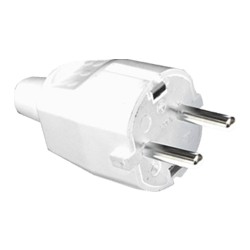 CLAVIJA DE GOMA MACHO C/TOMA TIERRA SCHUKO 16A BLANCO LEDECOR