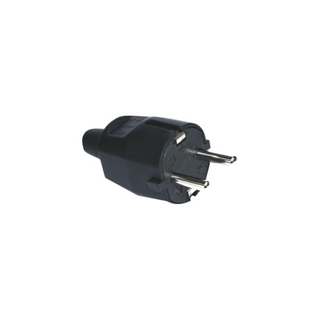 CLAVIJA DE CAUCHO MACHO C/TOMA TIERRA SCHUKO 16A NEGRO LEDECOR