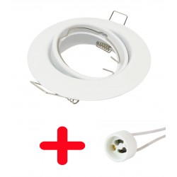 ARO BLANCO CIRCULAR DE METAL BASCULANTE + CASQUILLO GU10 LEDECOR