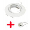 ARO BLANCO CIRCULAR DE METAL BASCULANTE + CASQUILLO GU10 LEDECOR
