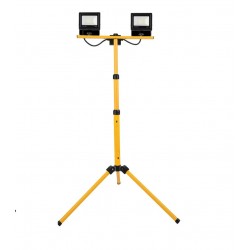 TRIPODE DOBLE PROYECTOR LED 20W+20W B. FRIO ALTURA REGULABLE 1,50M CABLE 3 METROS
