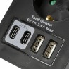 ADAPTADOR ENCHUFE SCHUKO NEGRO +2 X USB A+ 2 X USB TYPEC