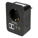 ADAPTADOR ENCHUFE SCHUKO NEGRO +2 X USB A+ 2 X USB TYPEC