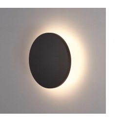 APLIQUE LED DE PARED REDONDO 10W NEGRO IP65 B. CALIDO Φ150mmX15mm