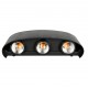 APLIQUE 3 LED DE PARED 6W DOBLE CARA NEGRO IP65 B. CALIDO