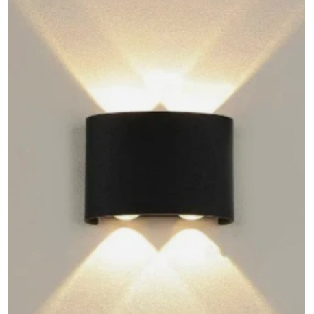 APLIQUE 2 LED DE PARED 4W DOBLE CARA NEGRO IP65 B. CALIDO