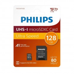 TARJETA DE MEMORIA MICRO SD 128GB PHILIPS CLASE 10 XC + ADAPTADOR