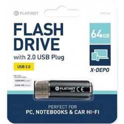MEMORIA USB 64GB PLATINET X-DEPO 2.0 BLACK
