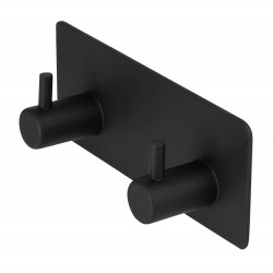 GANCHO DOBLE PERCHERO METALICO AUTOADHESIVO NEGRO 11,5X4,5X3CM