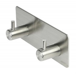 GANCHO DOBLE PERCHERO ACERO INOX. AUTOADHESIVO 11,5X4,5X3CM