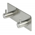 GANCHO DOBLE PERCHERO ACERO INOX. AUTOADHESIVO 11,5X4,5X3CM