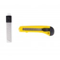 CUTTER ECONOMICO 9 MM + 10 HOJAS DE REPUESTO