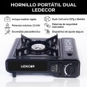 HORNILLO CAMPING GAS DUAL PORTATIL C/FUNDA CON SISTEMA DE SEGURIDAD Y AUTO-ENCENDIDO (USA BOMBONA 227GRS. no incluida) LEDECOR