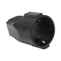 CLAVIJA DE GOMA HEMBRA C/TOMA TIERRA SCHUKO 16A NEGRO LEDECOR