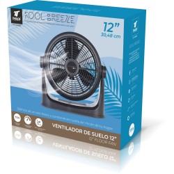VENTILADOR CIRCULADOR DE AIRE DE SUELO NEGRO 73W 12 PULGADAS Ø31CM. 3 VELOCIDADES THULOS