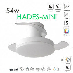 VENTILADOR DE TECHO Ø71CM BLANCO HADES-MINI DC 3 ASPAS RETRACTIL LED REGULABLE CCT (CALIDO-NEUTRO-FRIO) 54W CON MEMORIA LEDECOR