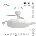 VENTILADOR DE TECHO Ø107CM BLANCO ATILA DC 3 ASPAS RETRACTIL LED REGULABLE CCT (CALIDO-NEUTRO-FRIO) 72W CON MEMORIA LEDECOR